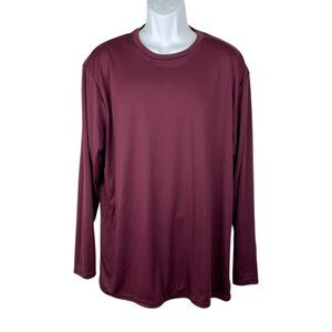 BAW Long Sleeve Shirt Men XL Burgundy Dry Fit Athletic Performance Xtreme-Tek
